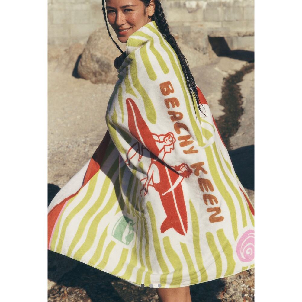 Anthropologie Summer Surf Cotton Printed Beach Towel